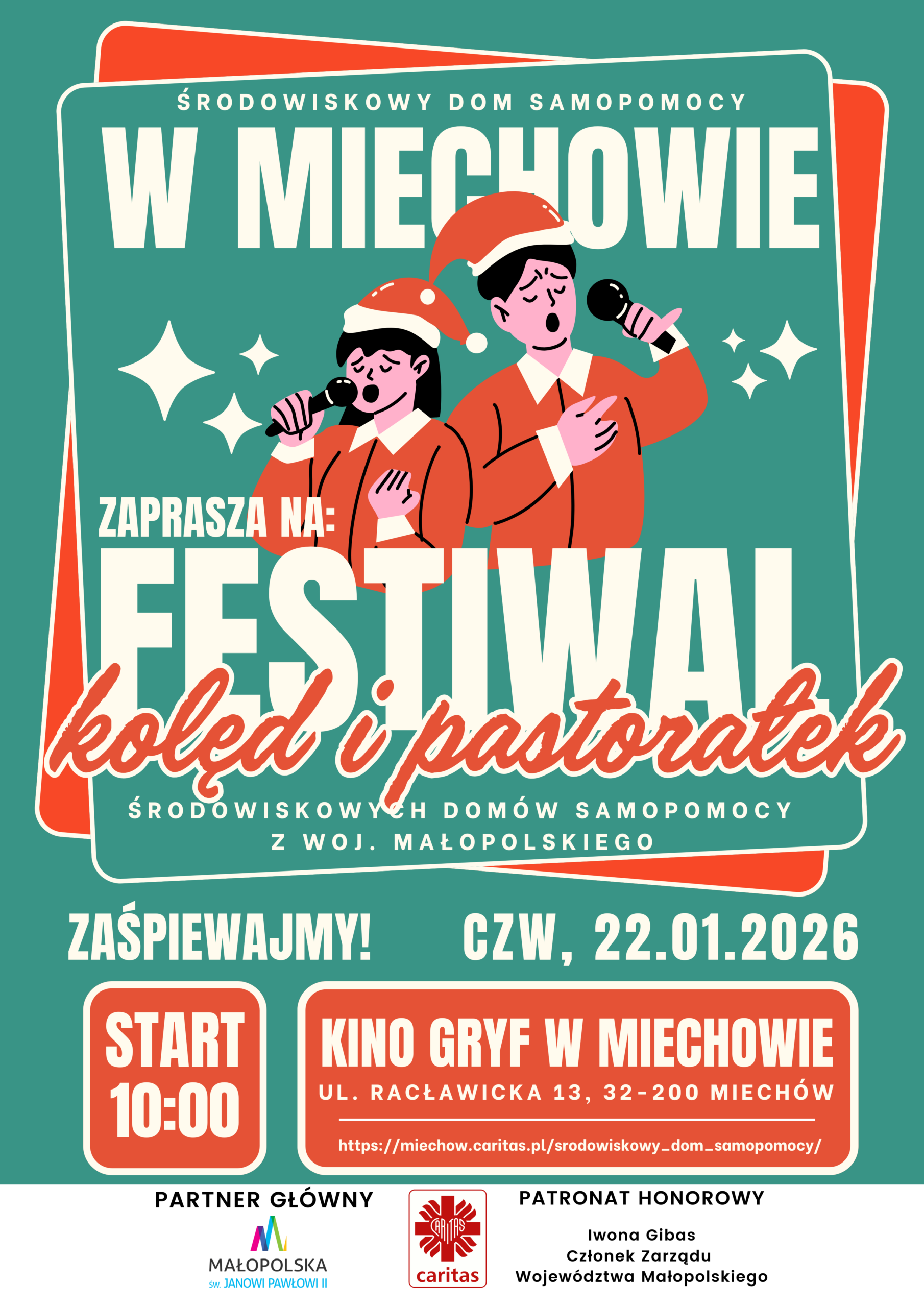 You are currently viewing Zapraszamy XII Festiwal Kolęd i Pastorałek Środowiskowych Domów Samopomocy z Województwa Małopolskiego.
